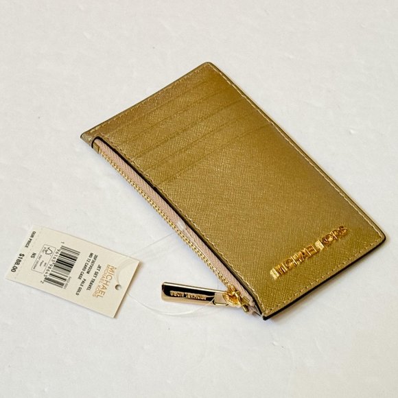 Michael Kors Jet Set Travel Top Zip Card Case Wallet Pale Wallet - Picture 5 of 11